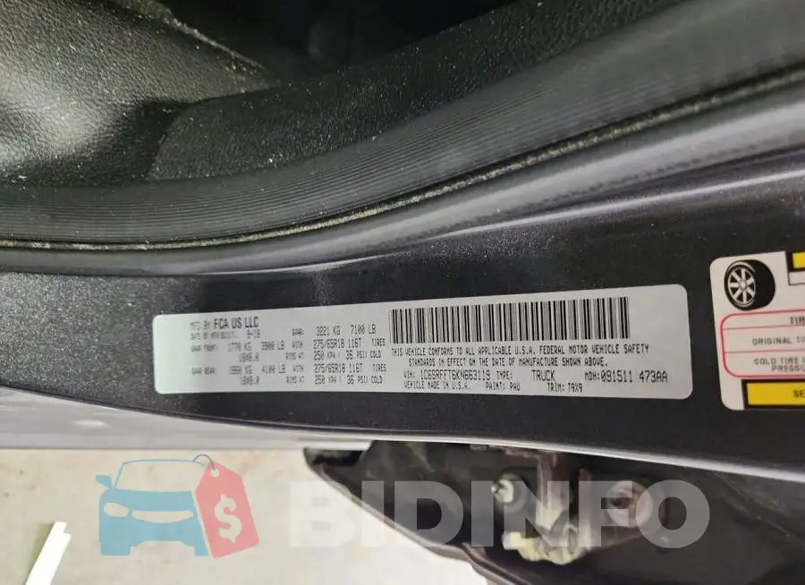 1C6SRFFT6KN663119 Photo# 12
