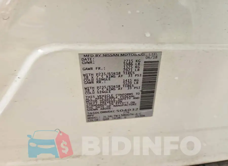 5N1DL0MN6KC504032 Photo# 12