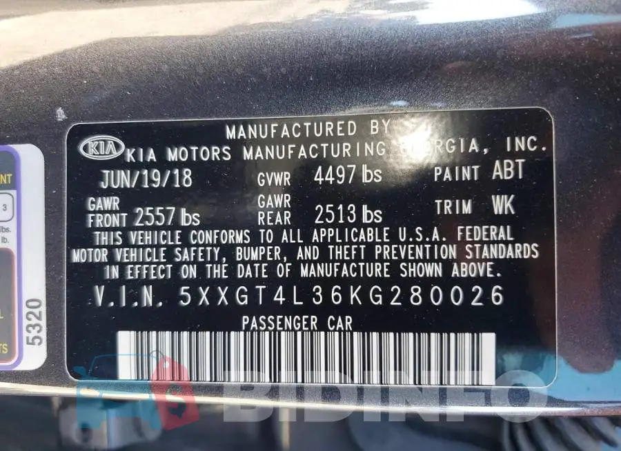 5XXGT4L36KG280026 Photo# 12
