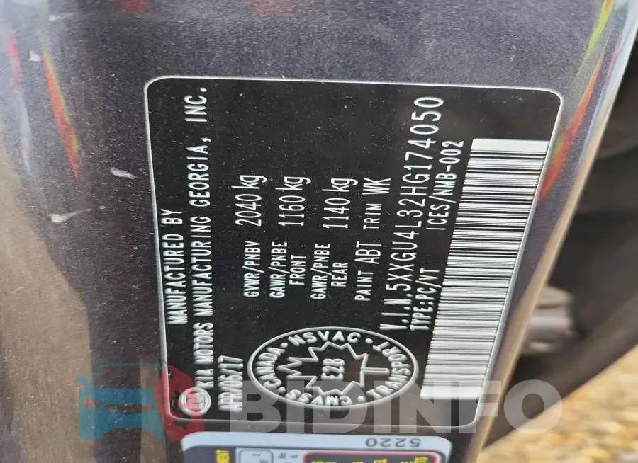 5XXGU4L32HG174050 Photo# 12