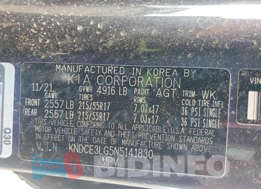 KNDCE3LG5N5141830 Photo# 13
