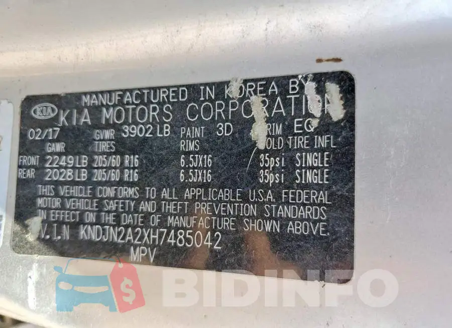 KNDJN2A2XH7485042 Photo# 13