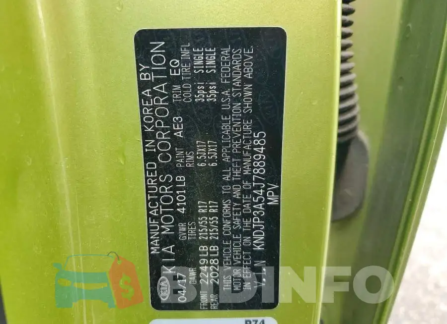 KNDJP3A54J7889485 Photo# 13