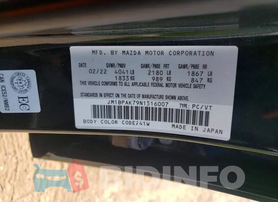JM1BPAK79N1516007 Photo# 13