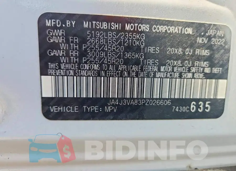 JA4J3VA83PZ026606 Photo# 13