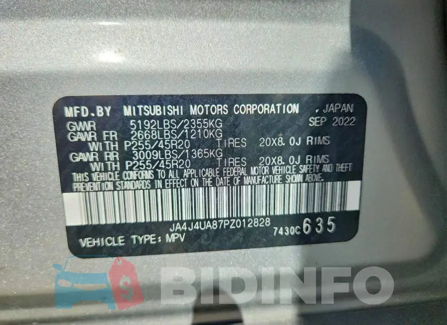 JA4J4UA87PZ012828 Photo# 14