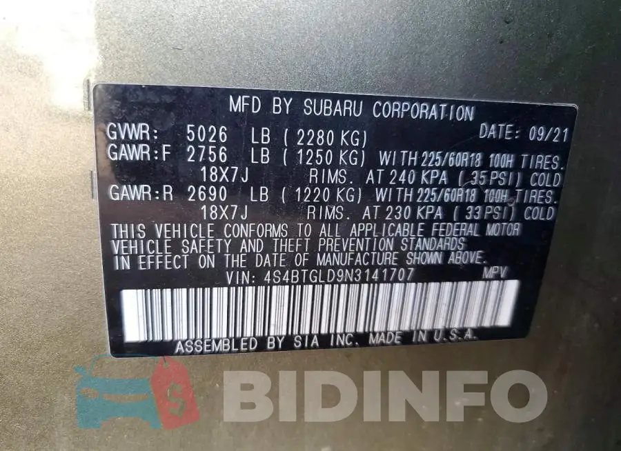4S4BTGLD9N3141707 Photo# 13