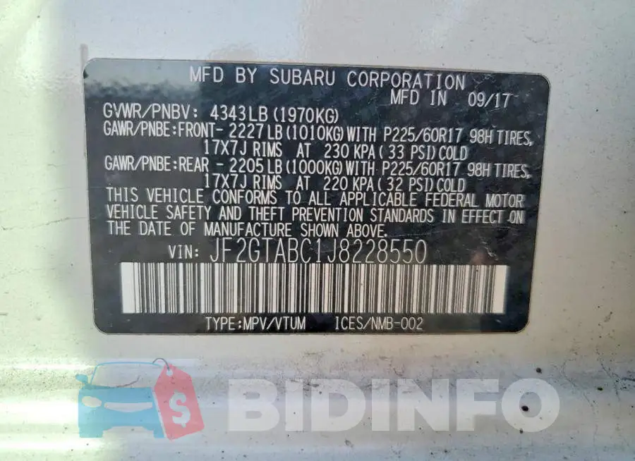 JF2GTABC1J8228550 Photo# 12