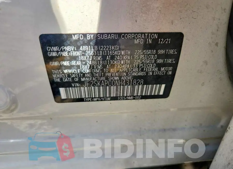 JF2SKAPC0NH431828 Photo# 12