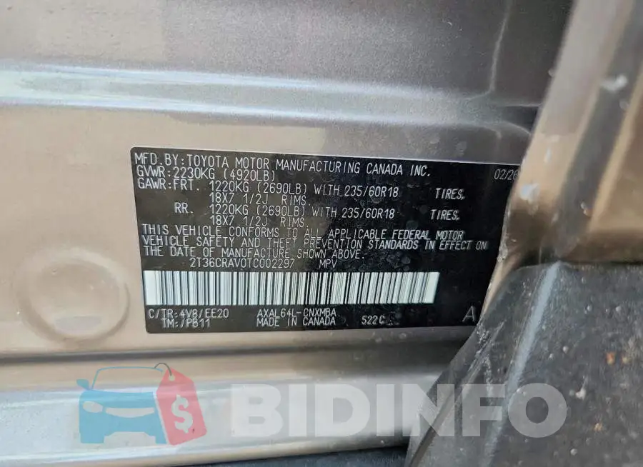 2T36CRAV0TC002297 Photo# 13