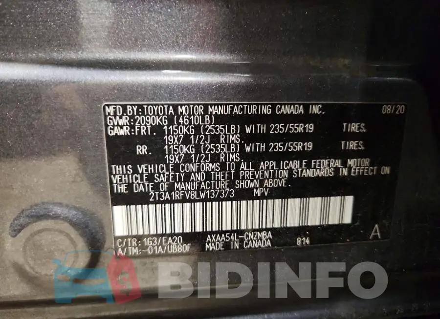 2T3A1RFV8LW137373 Photo# 12