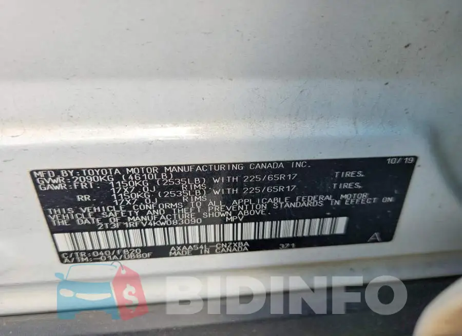 2T3F1RFV4KW083090 Photo# 13