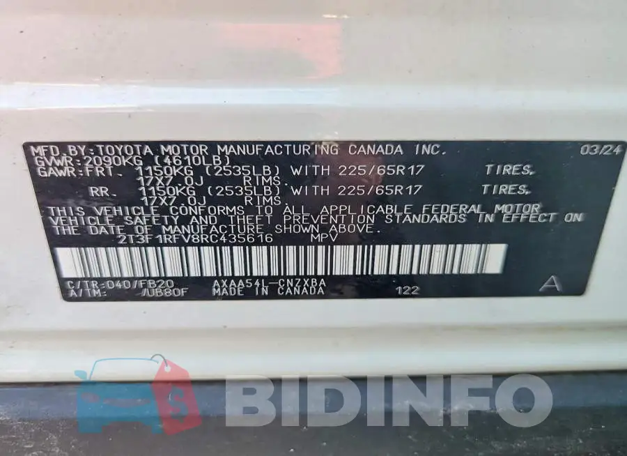 2T3F1RFV8RC435616 Photo# 12