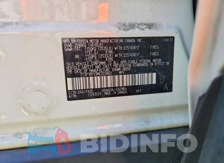 2T3P1RFV3MC203860 Photo# 13