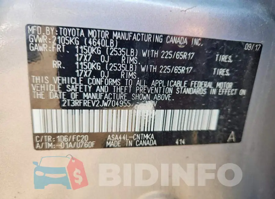 2T3RFREV2JW704955 Photo# 12