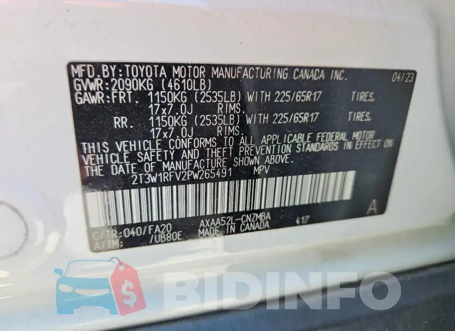 2T3W1RFV2PW265491 Photo# 13