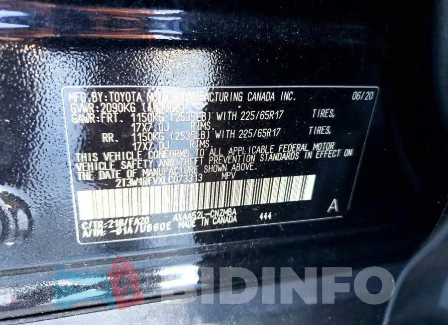 2T3W1RFVXLC073313 Photo# 14