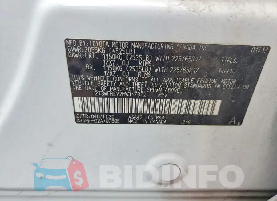 2T3WFREV2HW347872 Photo# 13