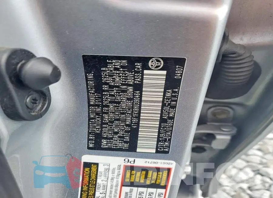 4T1BF1FK8HU390464 Photo# 13