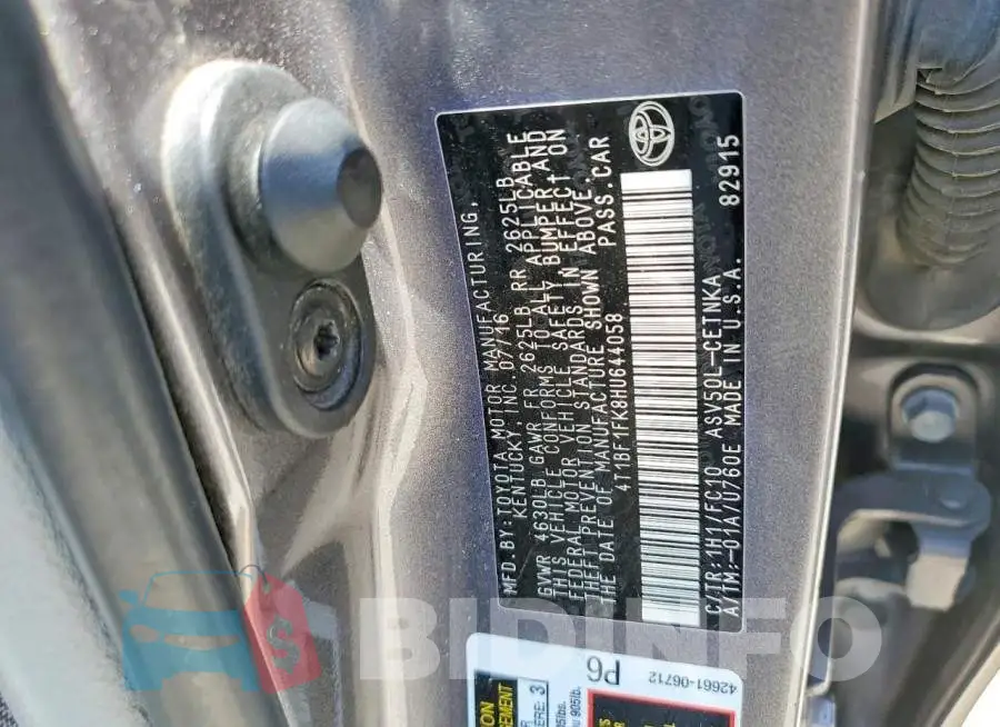 4T1BF1FK8HU644058 Photo# 12