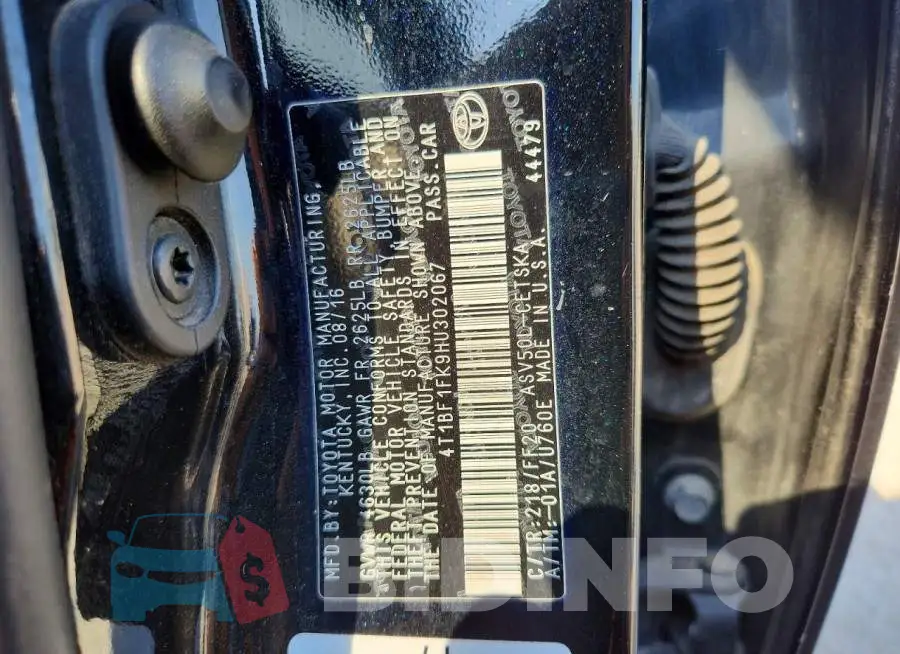 4T1BF1FK9HU302067 Photo# 12