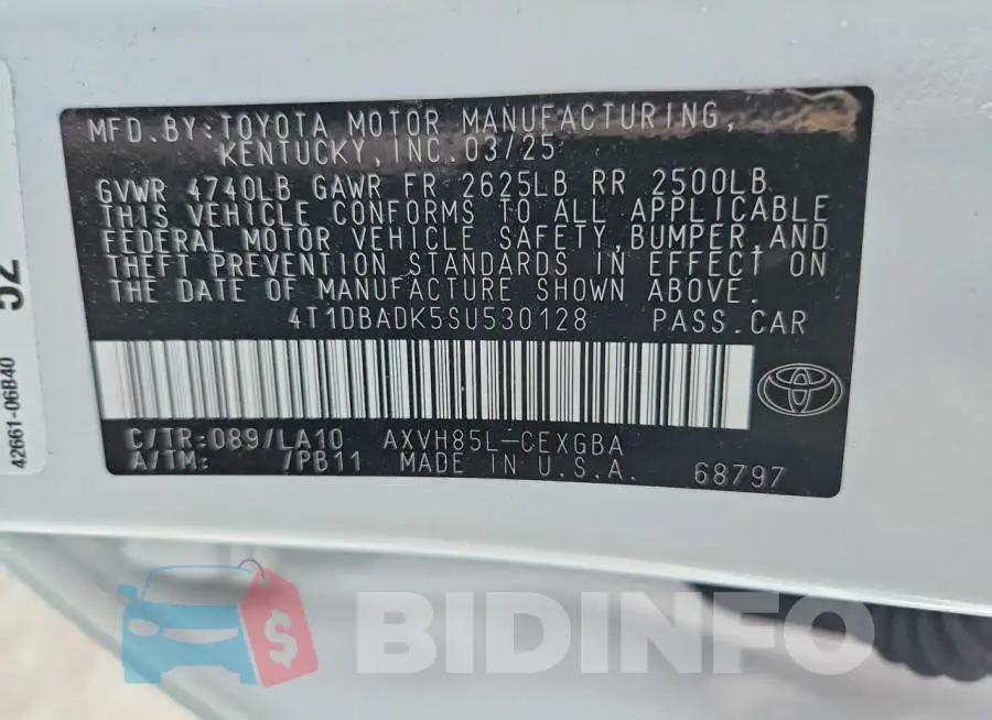 4T1DBADK5SU530128 Photo# 12