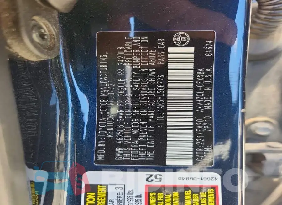 4T1G31AK5MU566726 Photo# 12