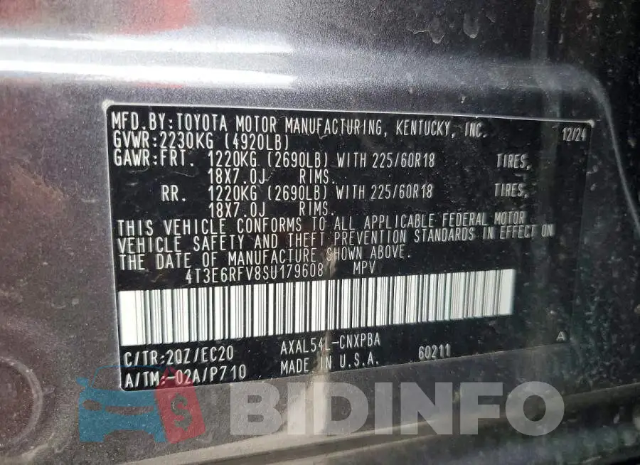 4T3E6RFV8SU179608 Photo# 13