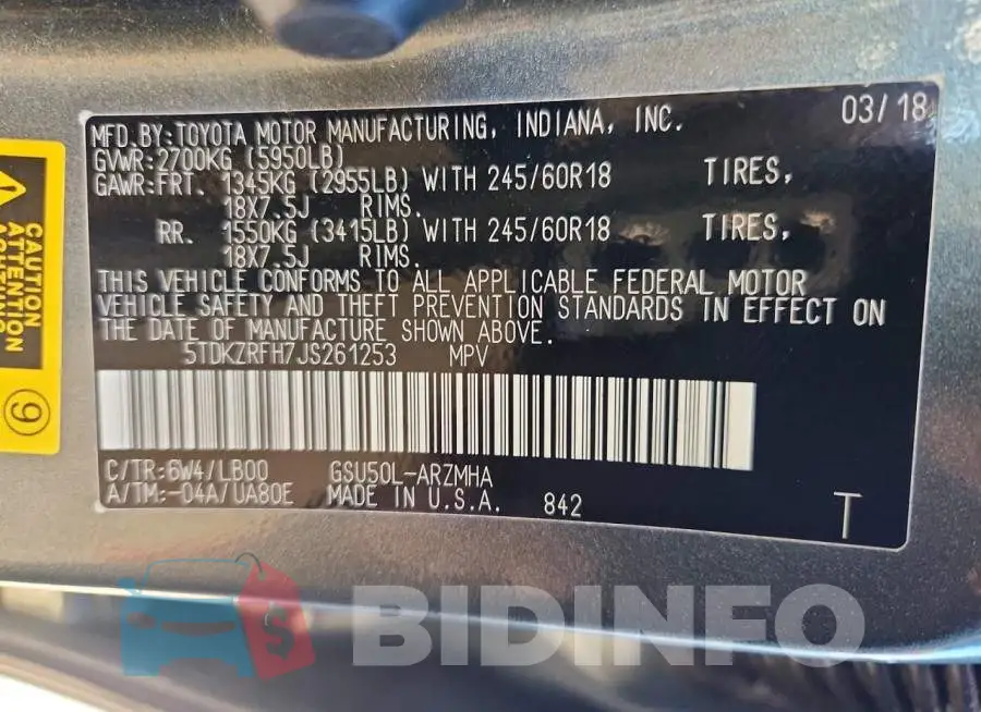 5TDKZRFH7JS261253 Photo# 13
