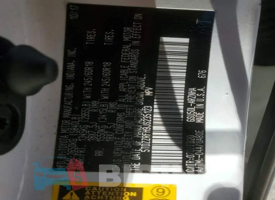 5TDZZRFH9JS235123 Photo# 13