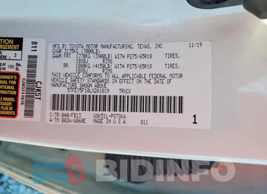 5TFEY5F18LX261819 Photo# 13