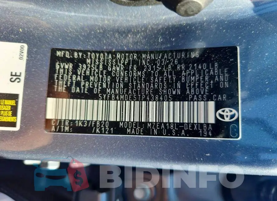 5YFB4MDE5TP438405 Photo# 13