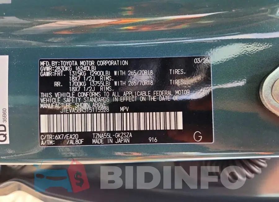 JTEVA5BR3T5115528 Photo# 14