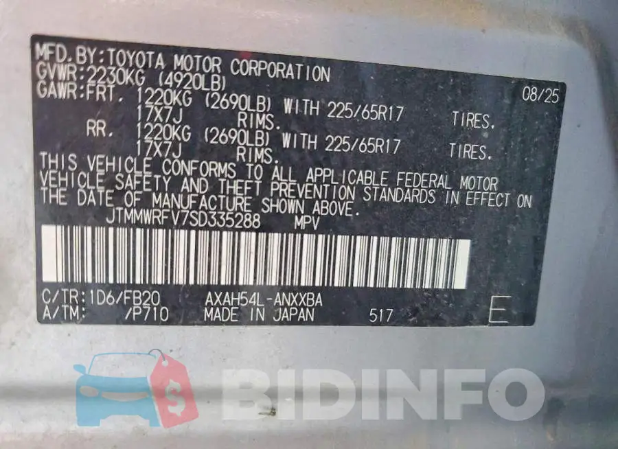 JTMMWRFV7SD335288 Photo# 13