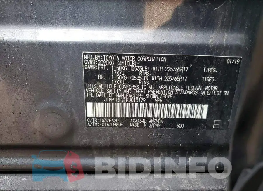 JTMP1RFV1KD018179 Photo# 13