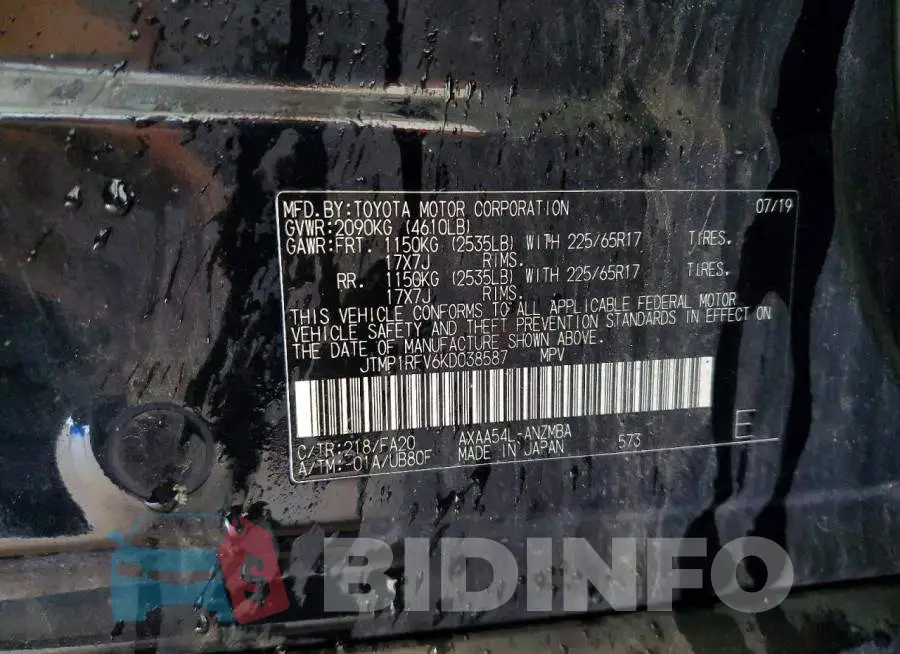 JTMP1RFV6KD038587 Photo# 13