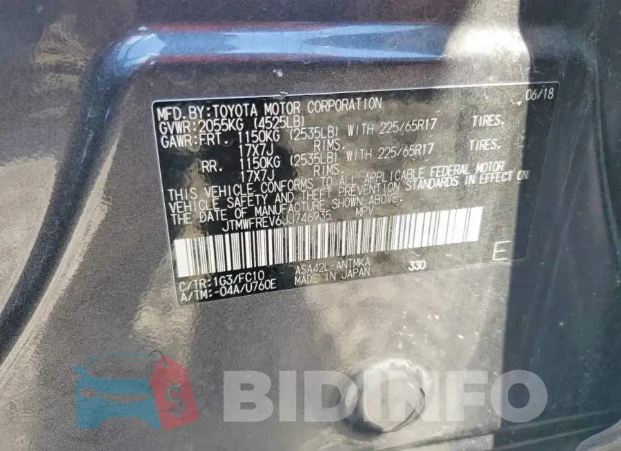 JTMWFREV6JJ746935 Photo# 14