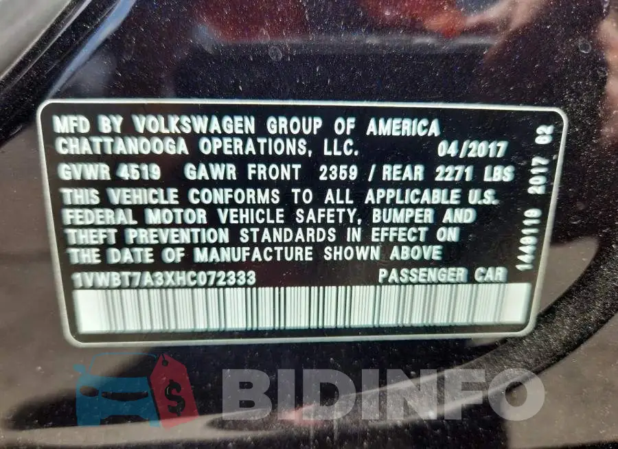 1VWBT7A3XHC072333 Photo# 12