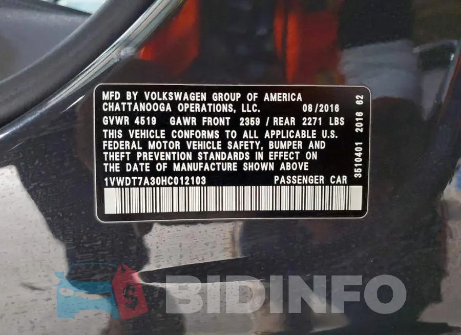 1VWDT7A30HC012103 Photo# 12