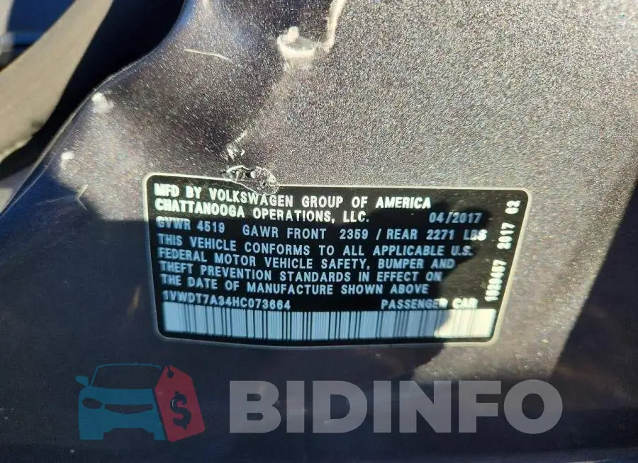 1VWDT7A34HC073664 Photo# 13