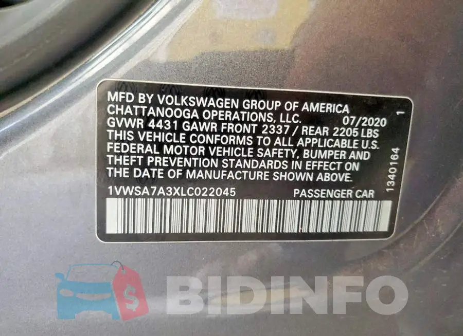 1VWSA7A3XLC022045 Photo# 12