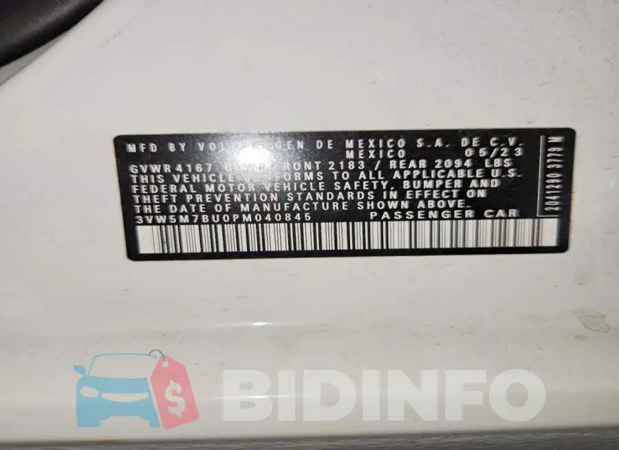 3VW5M7BU0PM040845 Photo# 12