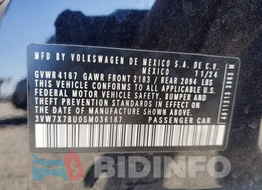 3VW7X7BU0SM036187 Photo# 12