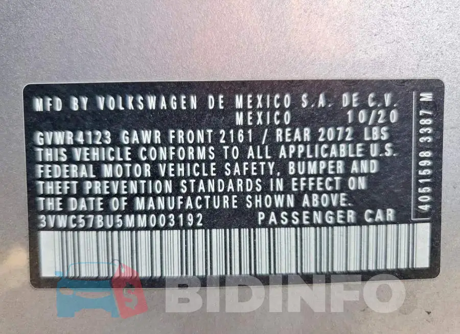 3VWC57BU5MM003192 Photo# 13