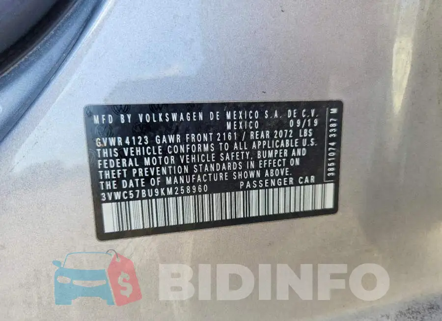 3VWC57BU9KM258960 Photo# 12