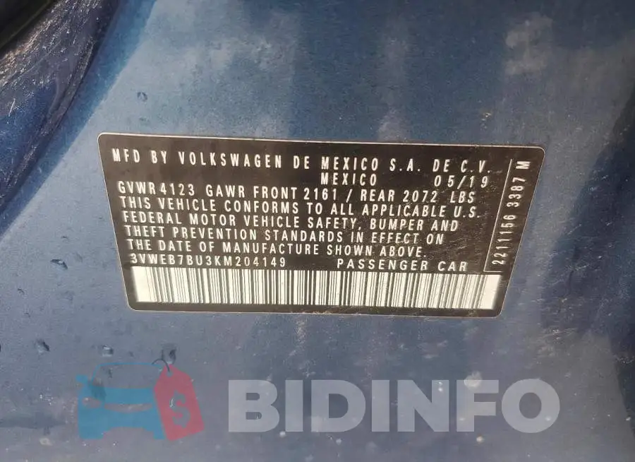 3VWEB7BU3KM204149 Photo# 12