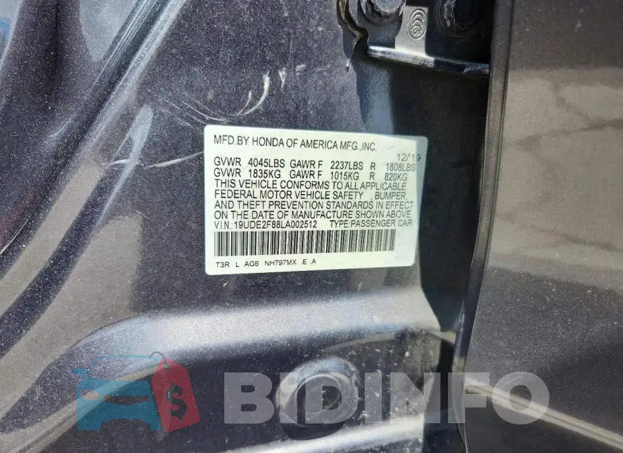 19UDE2F88LA002512 Photo# 12