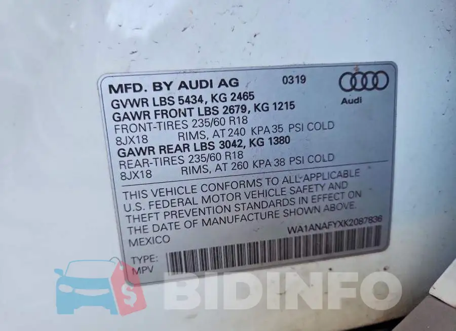 WA1ANAFYXK2087836 Photo# 14
