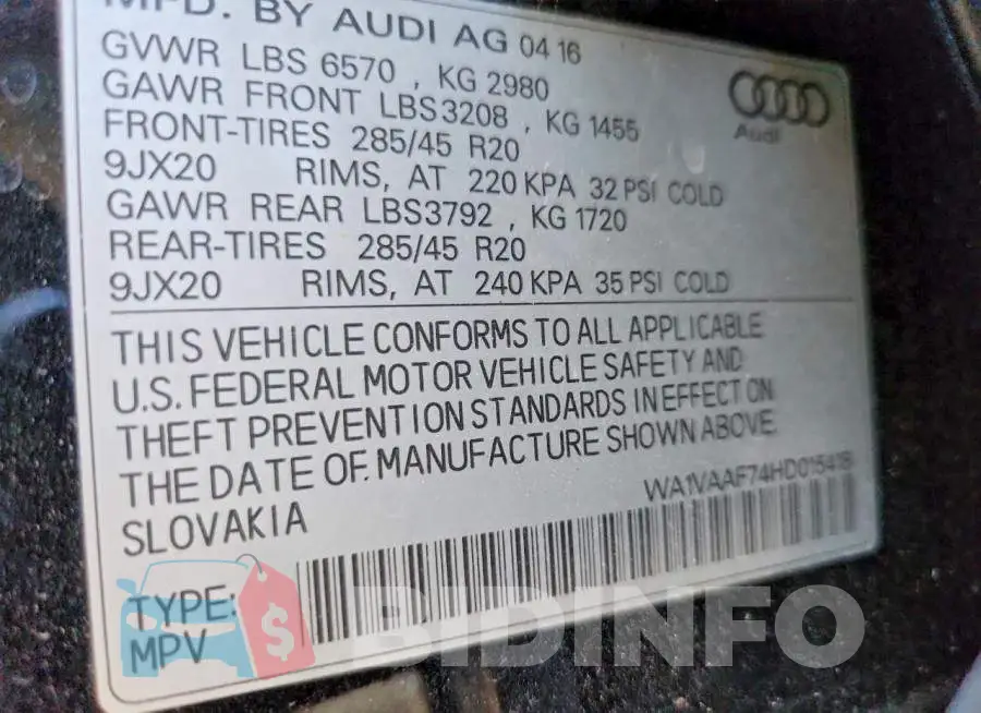 WA1VAAF74HD015418 Photo# 12