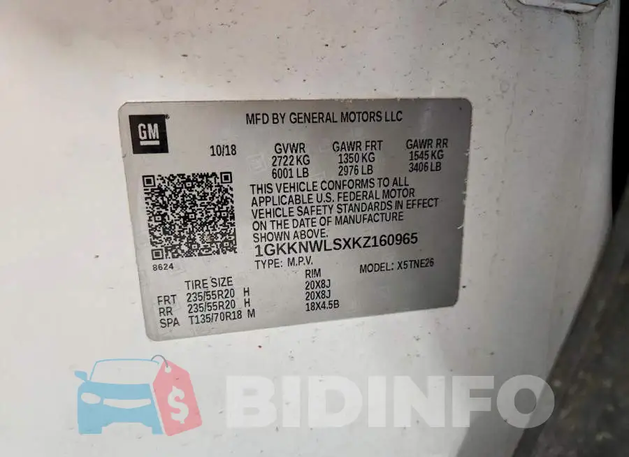 1GKKNWLSXKZ160965 Photo# 14